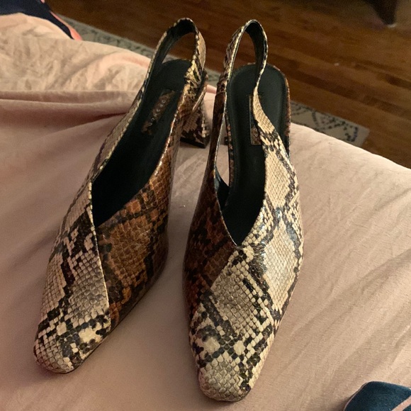 Topshop Shoes - Topshop lizard look slingback leather heels. Never worn. Just tried on.Retail 68